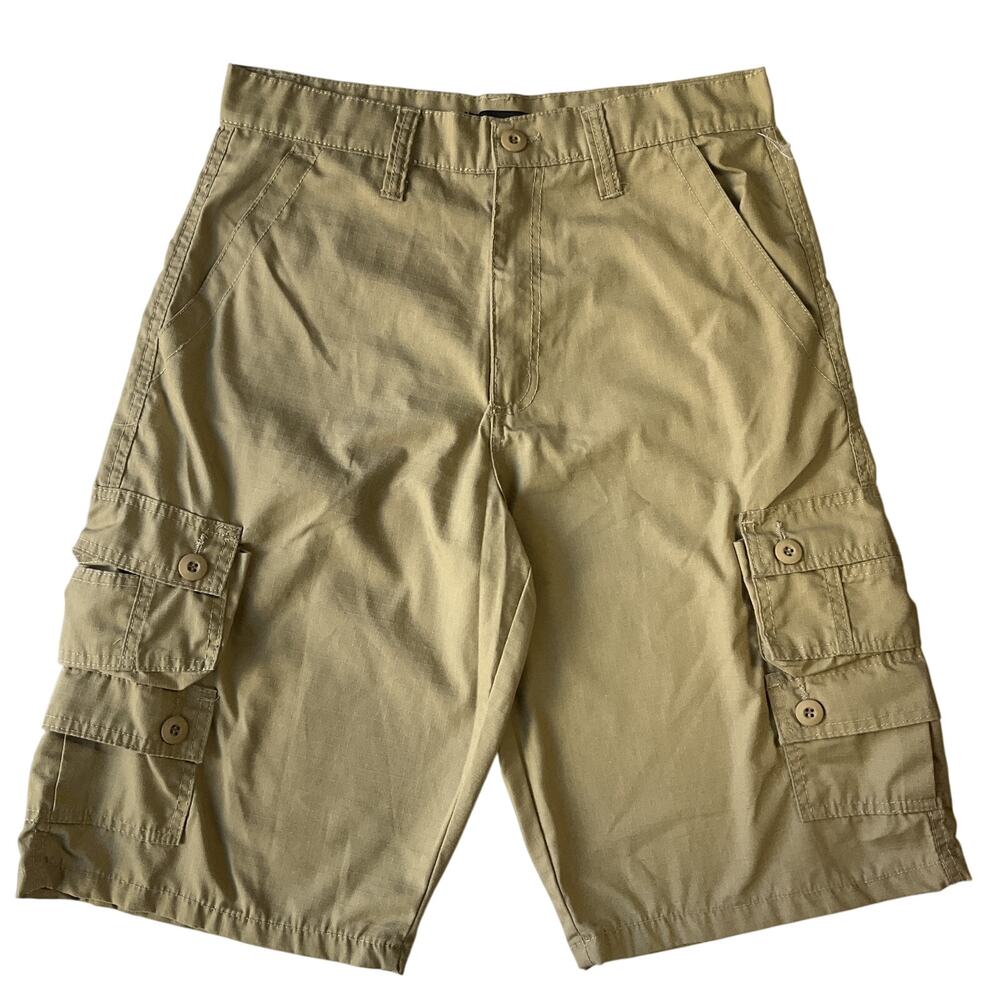 Modern Culture Men Shorts Size 30 Khaki Cargo Ripstop Button 12" Inseam Outdoor
